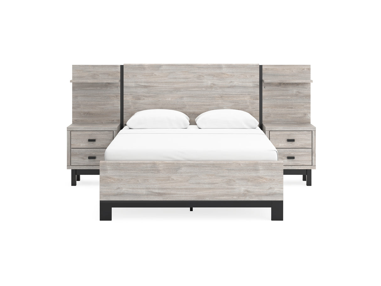Vessalli Gray Queen Panel Bed With Extensions