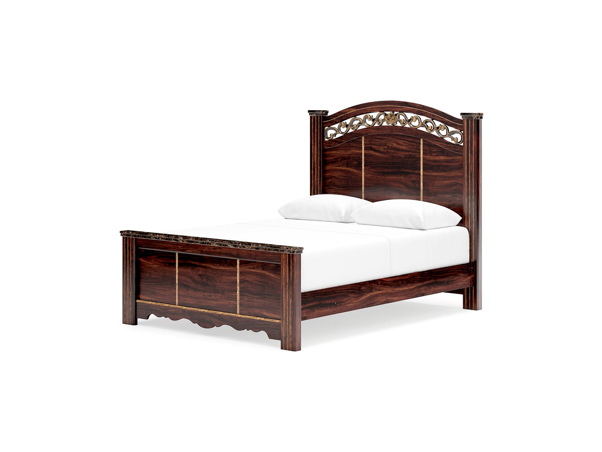 Glosmount Two-Tone Queen Poster Bed, Dresser, Mirror And Nightstand