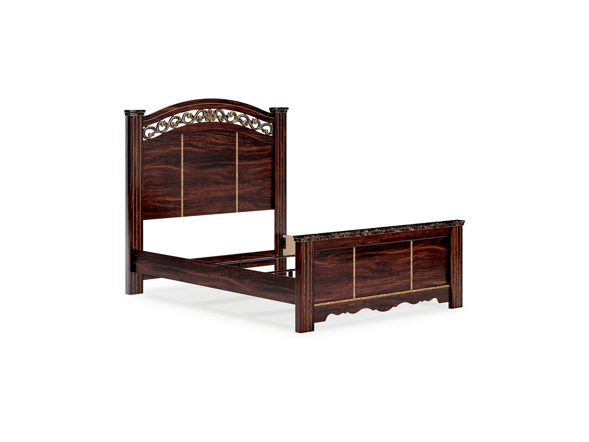 Glosmount Two-Tone Queen Poster Bed, Dresser, Mirror And Nightstand
