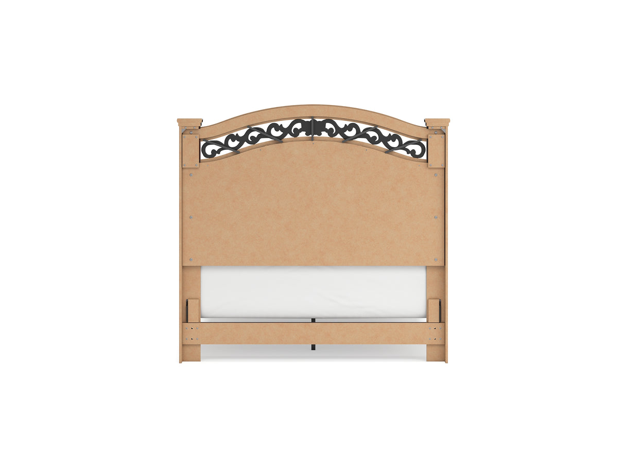 Glosmount Two-Tone Queen Poster Bed, Dresser, Mirror And Nightstand