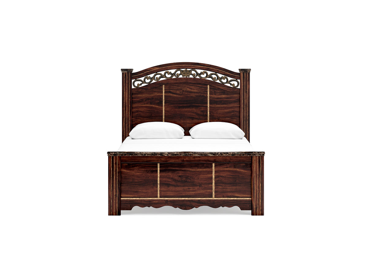 Glosmount Two-Tone Queen Poster Bed, Dresser, Mirror And Nightstand