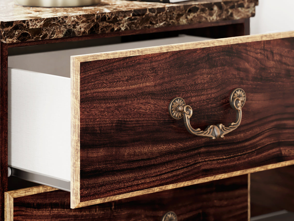 Glosmount Two-Tone Queen Poster Bed, Dresser, Mirror And Nightstand