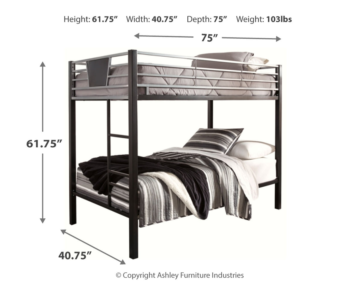 Dinsmore Black/Gray Twin Over Twin Bunk Bed With Ladder