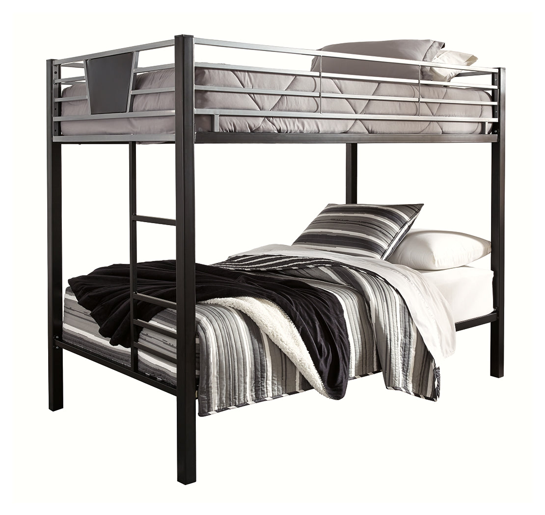 Dinsmore Black/Gray Twin Over Twin Bunk Bed With Ladder