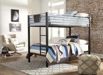 Dinsmore Black/Gray Twin Over Twin Bunk Bed With Ladder