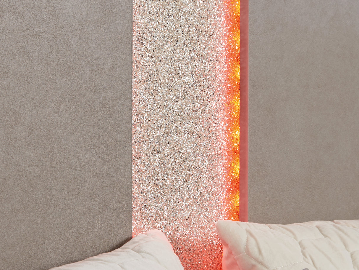 Surancha Gray Queen Panel Bed, Dresser, Mirror And Nightstand