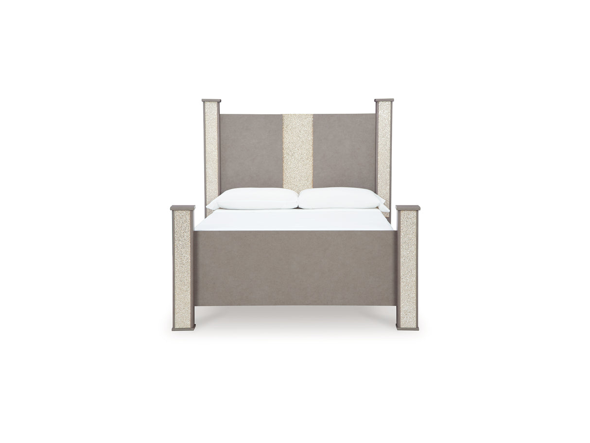 Surancha Gray Queen Poster Bed, Dresser And Mirror