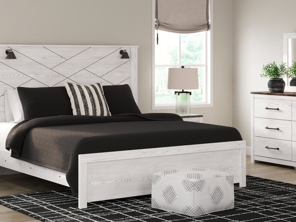 Gerridan White/Gray King Panel Bed, Dresser And Mirror
