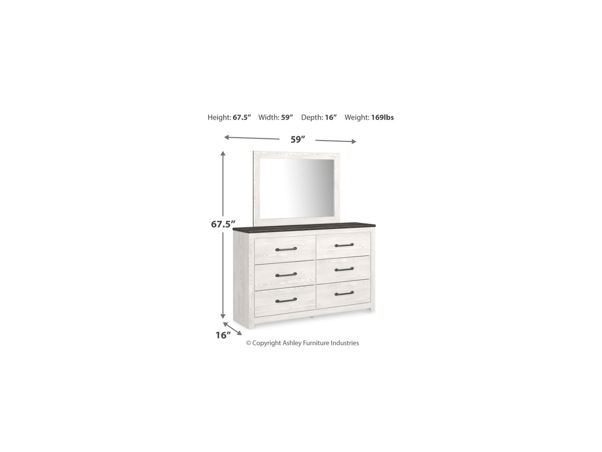 Gerridan White/Gray Queen Panel Bed, Dresser And Mirror