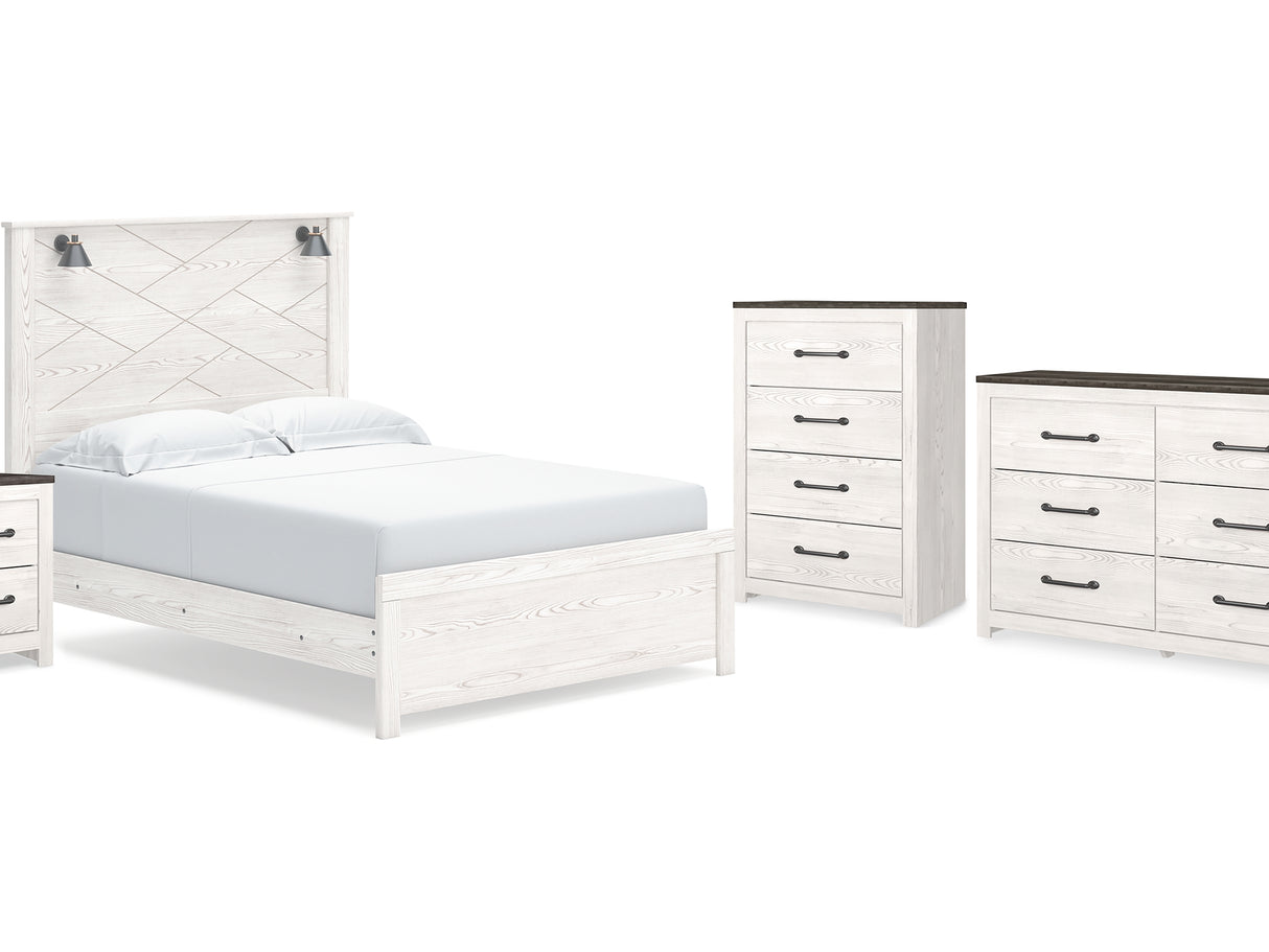 Gerridan White/Gray Queen Panel Bed, Dresser, Chest And Nightstand