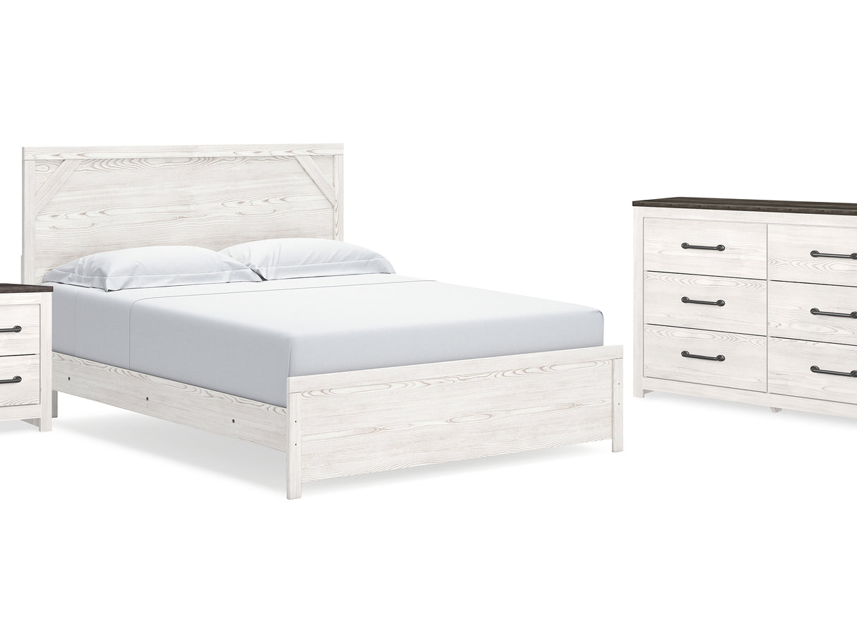 Gerridan White/Gray King Panel Bed, Dresser And Nightstand