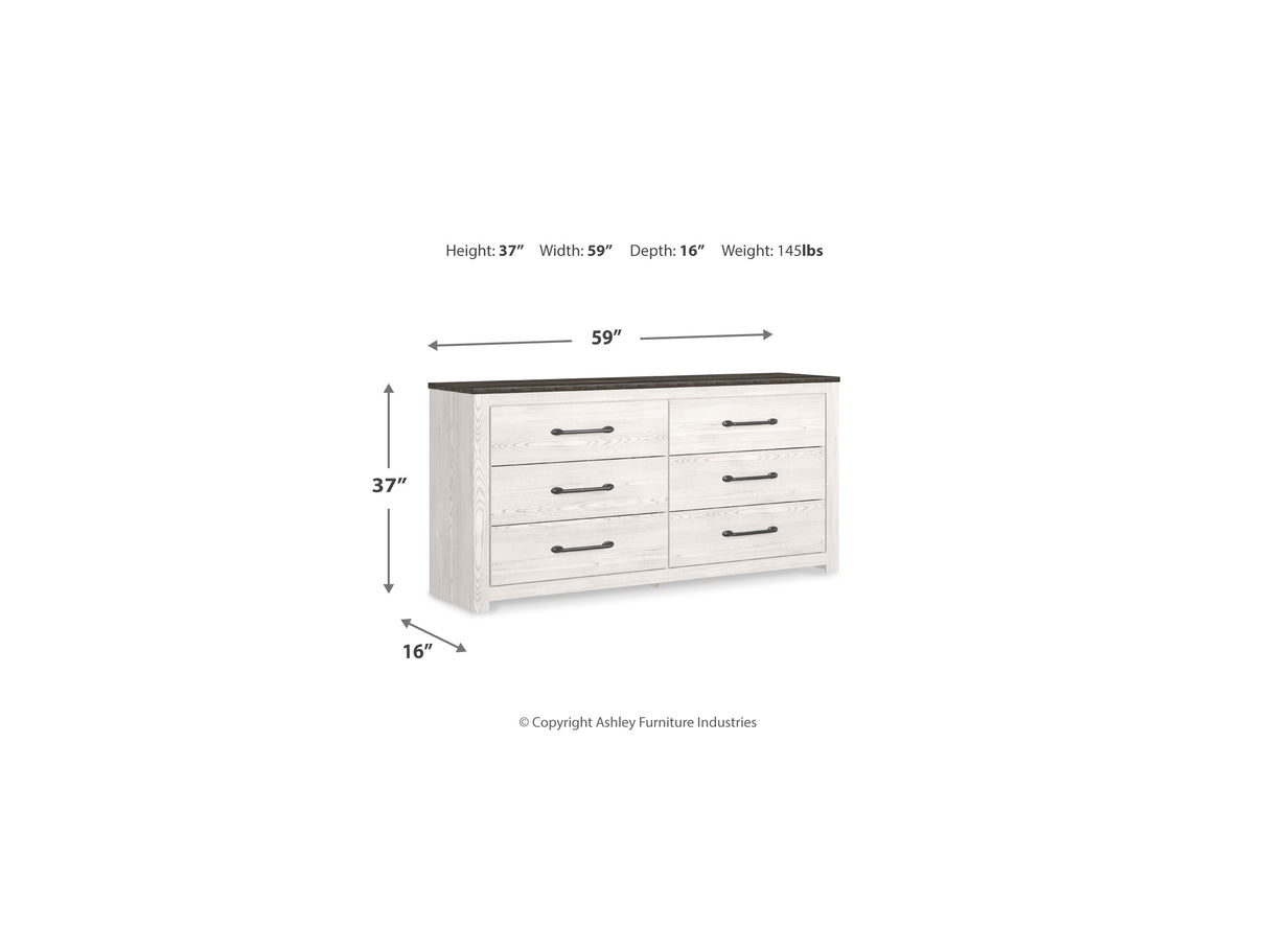 Gerridan White/Gray King Panel Bed, Dresser And Nightstand