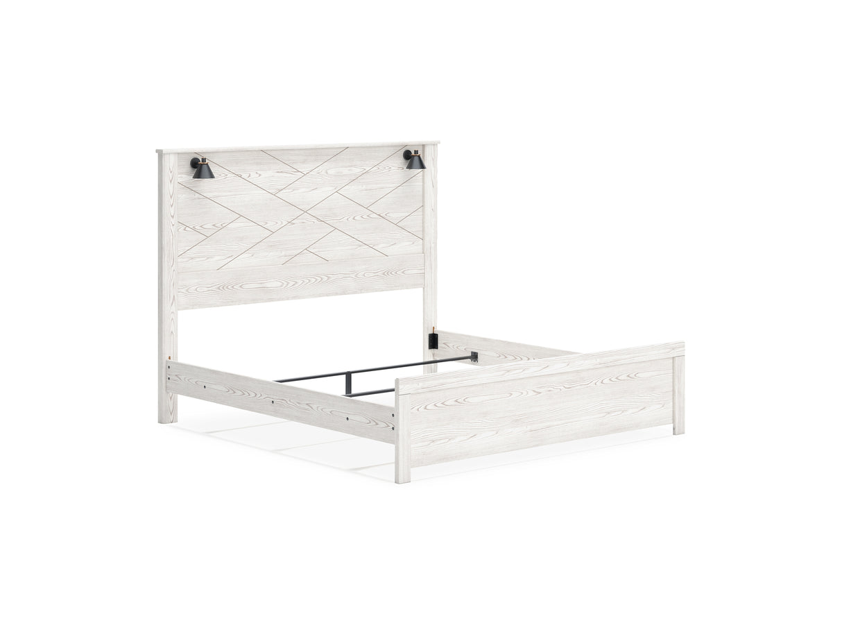 Gerridan White/Gray King Panel Bed, Dresser And Mirror