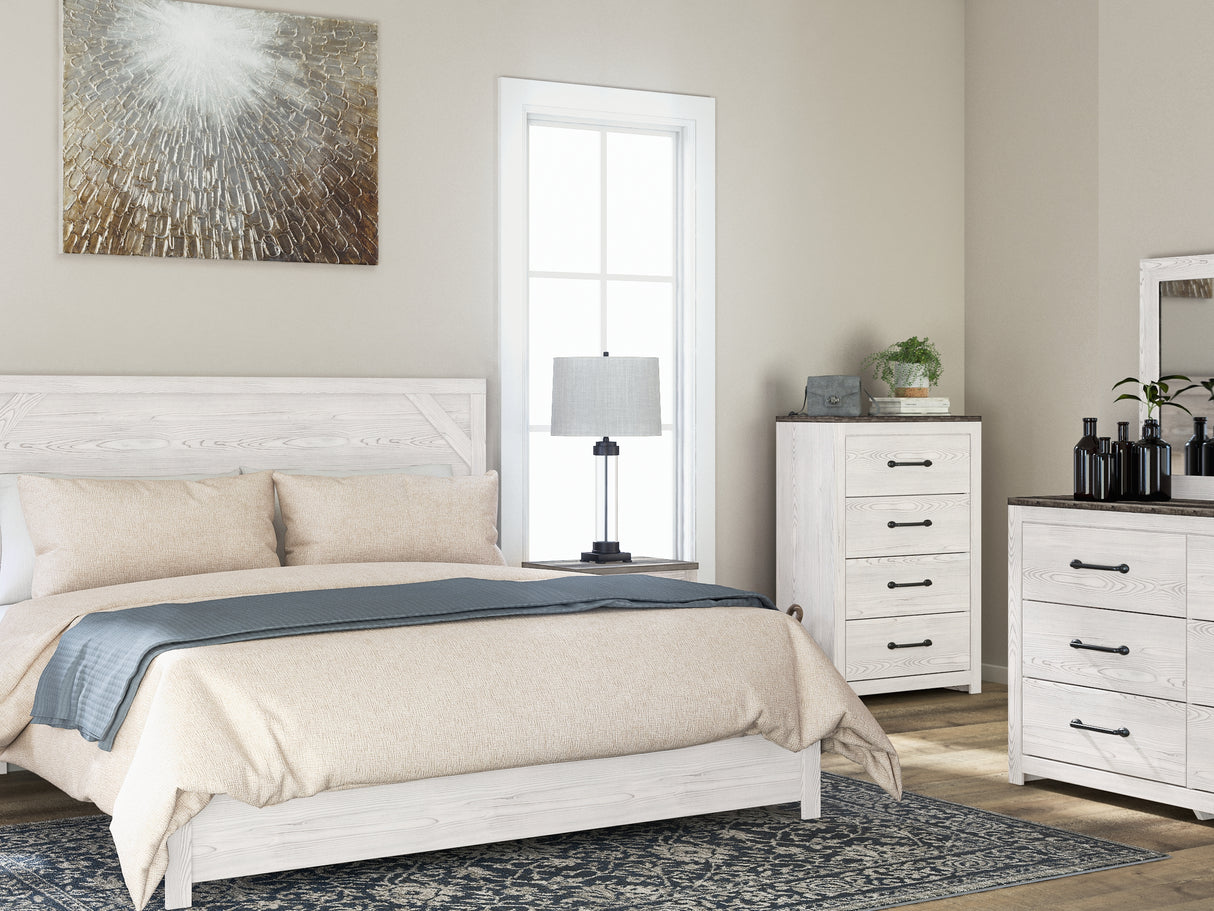 Gerridan White/Gray King Panel Bed