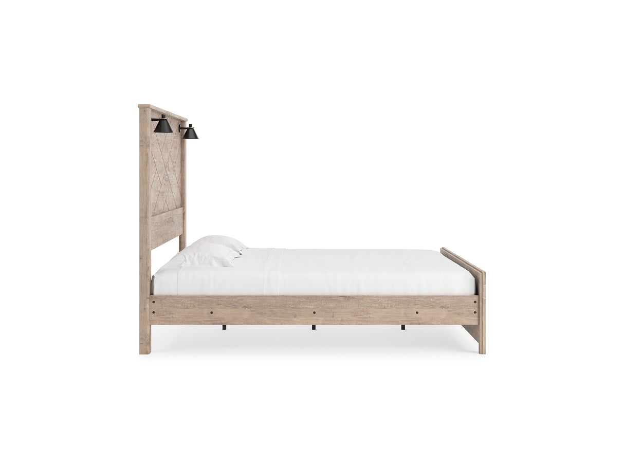 Senniberg Light Brown/White King Panel Bed