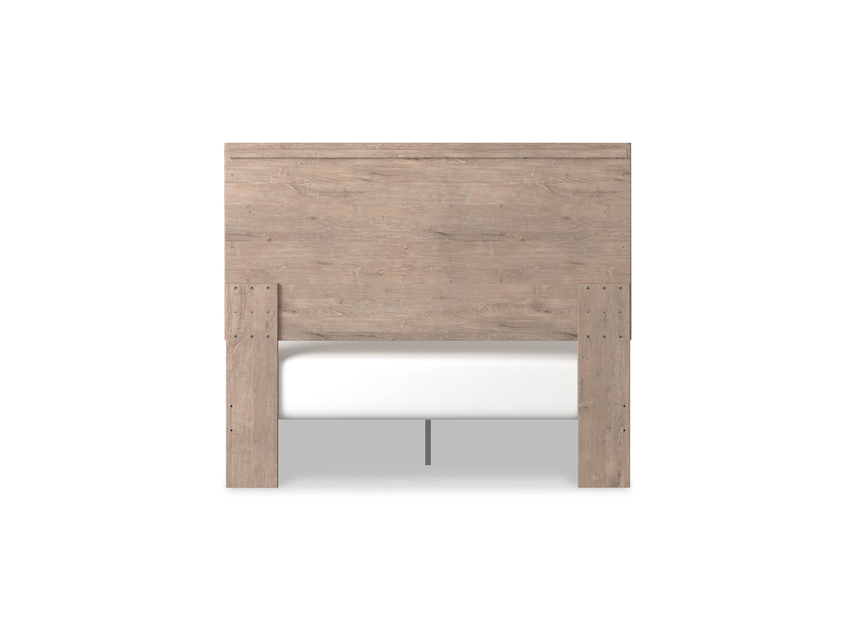 Senniberg Light Brown/White Queen Panel Bed, Dresser, Mirror, And Nightstand