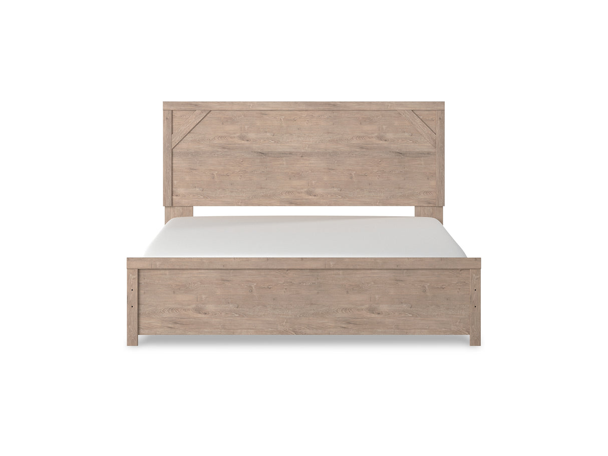 Senniberg Light Brown/White King Panel Bed