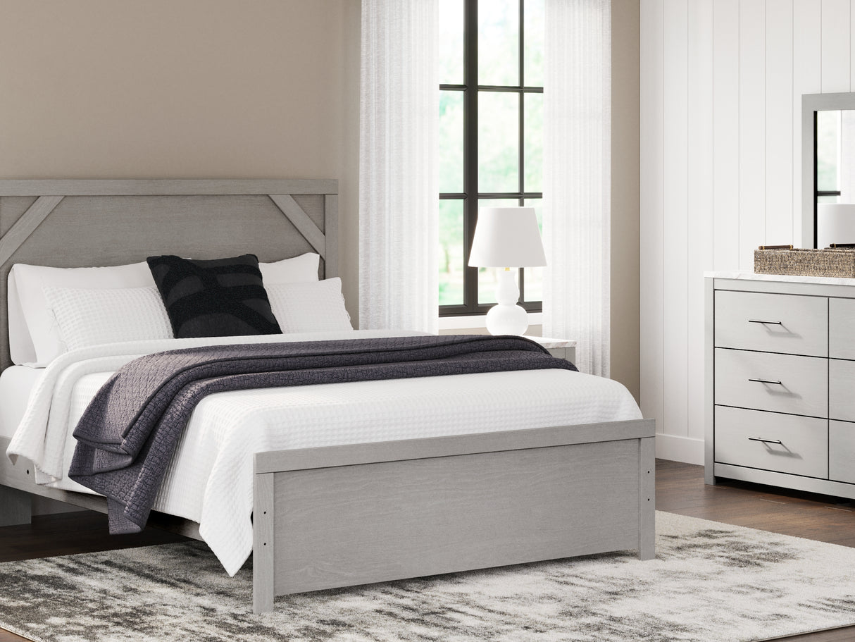 Cottonburg Light Gray/White Queen Panel Bed