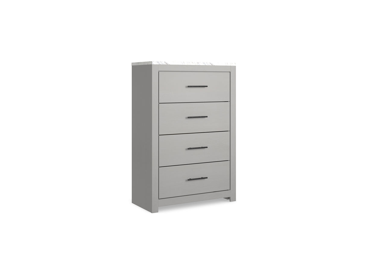 Cottonburg Light Gray/White Queen Panel Bed And Chest