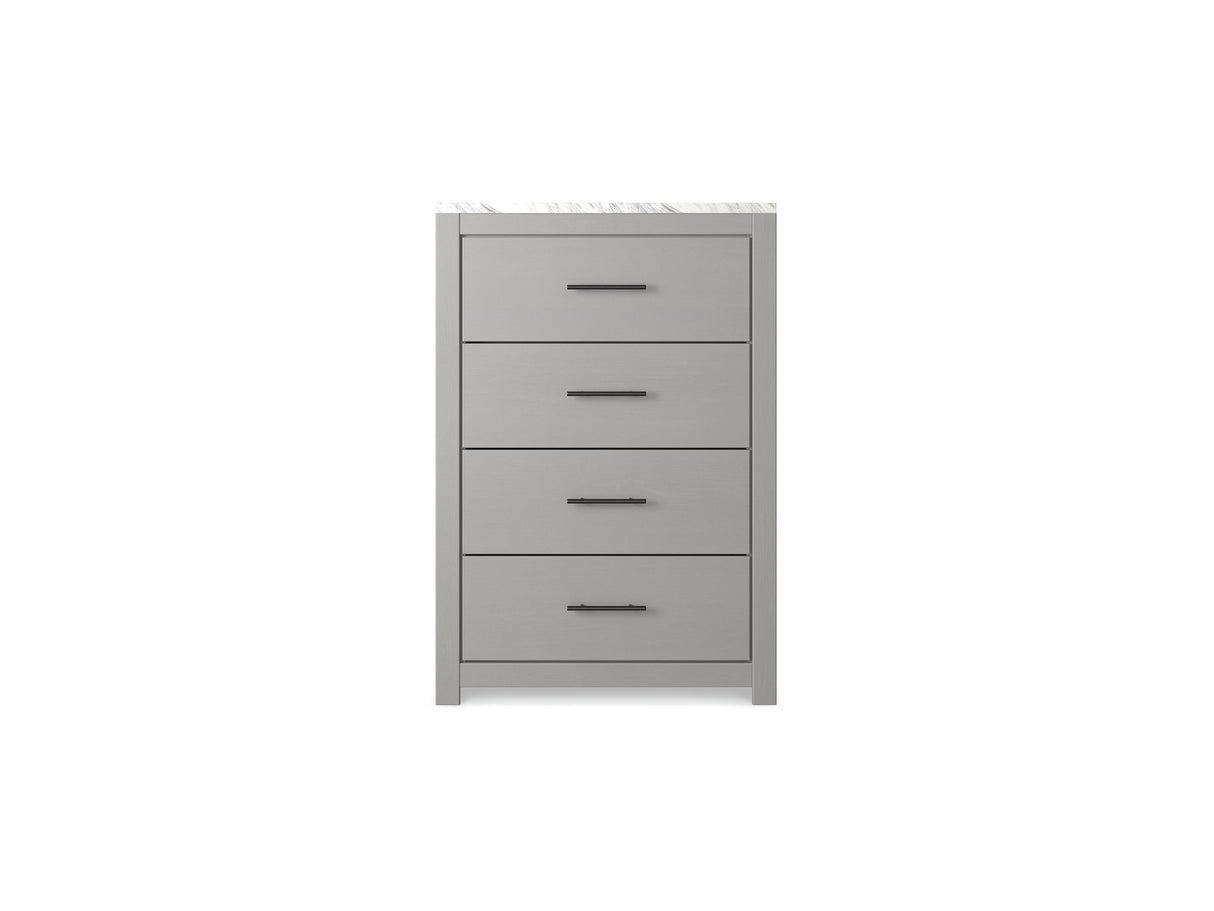 Cottonburg Light Gray/White Queen Panel Bed And Chest