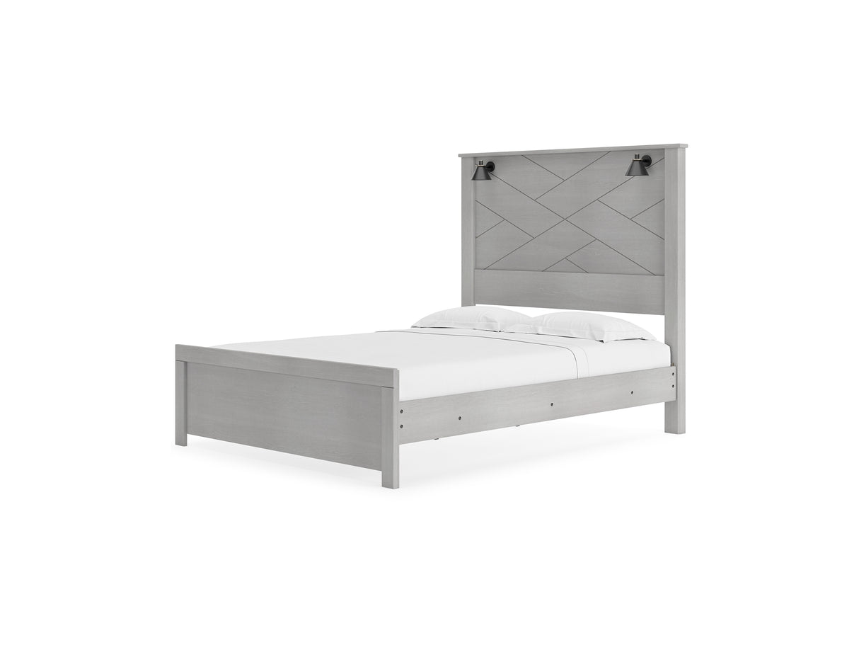 Cottonburg Light Gray/White Queen Panel Bed