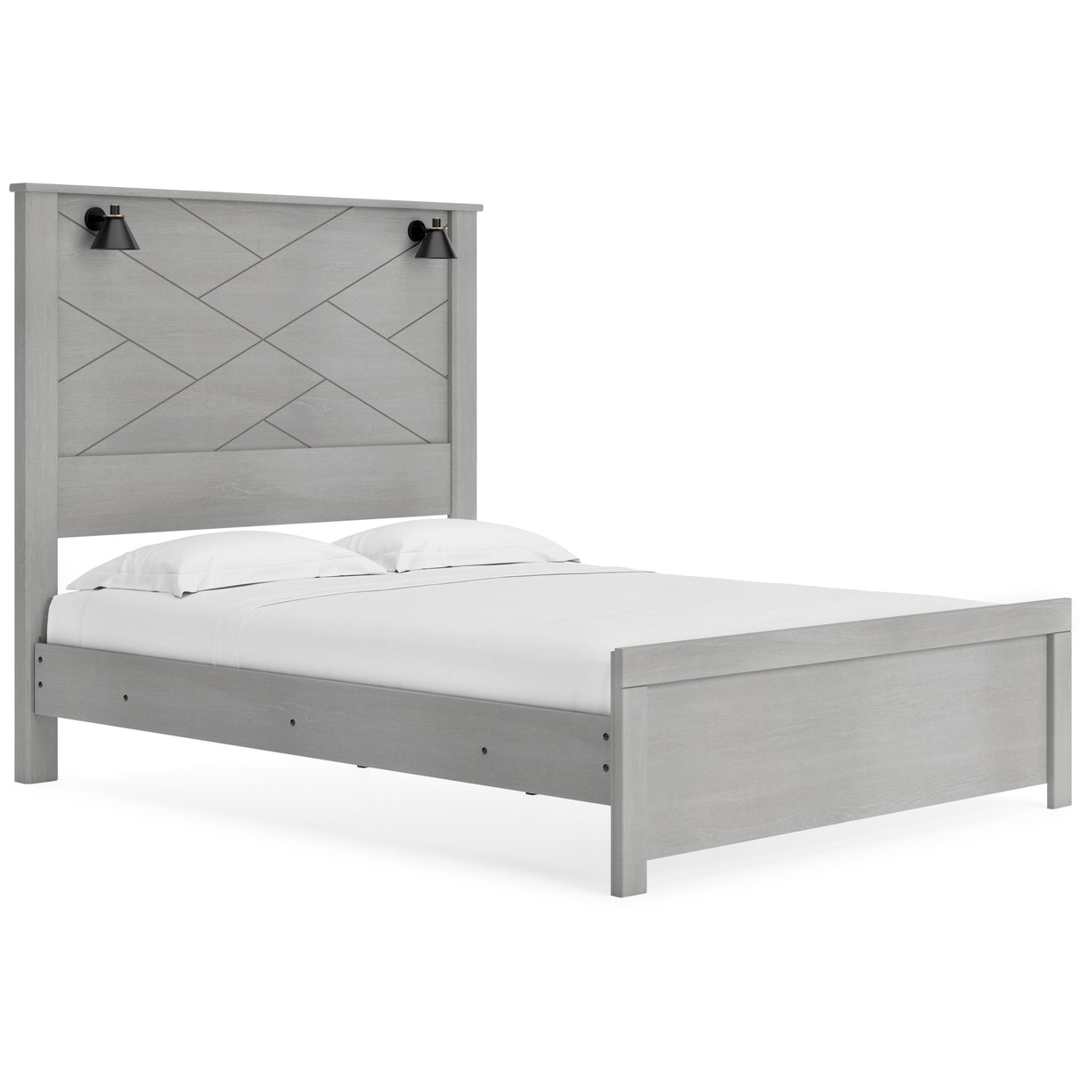 Cottonburg Light Gray/White Queen Panel Bed