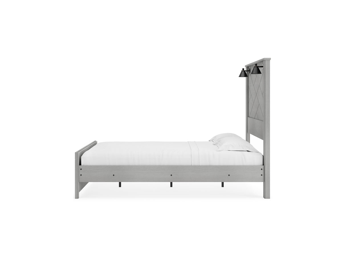Cottonburg Light Gray/White Queen Panel Bed