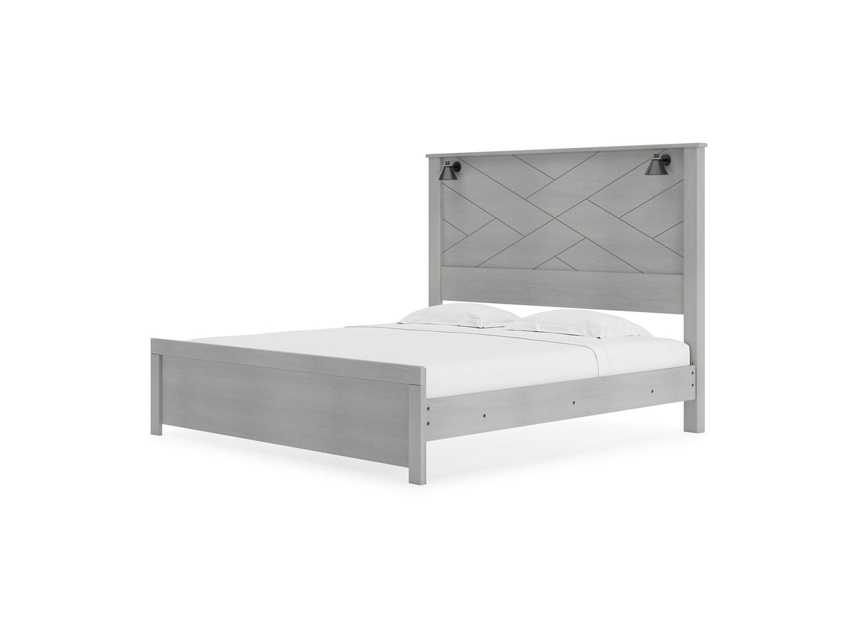 Cottonburg Light Gray/White King Panel Bed