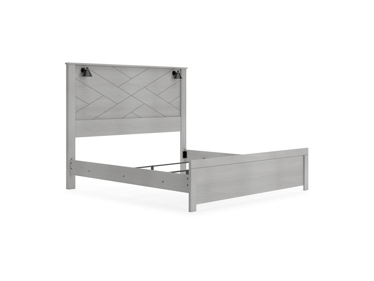 Cottonburg Light Gray/White King Panel Bed