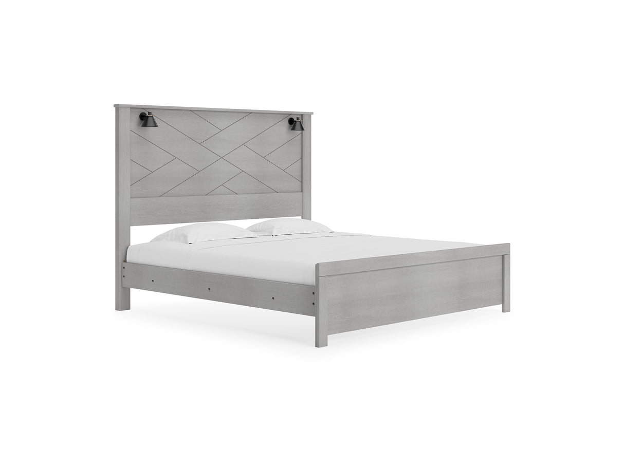 Cottonburg Light Gray/White King Panel Bed