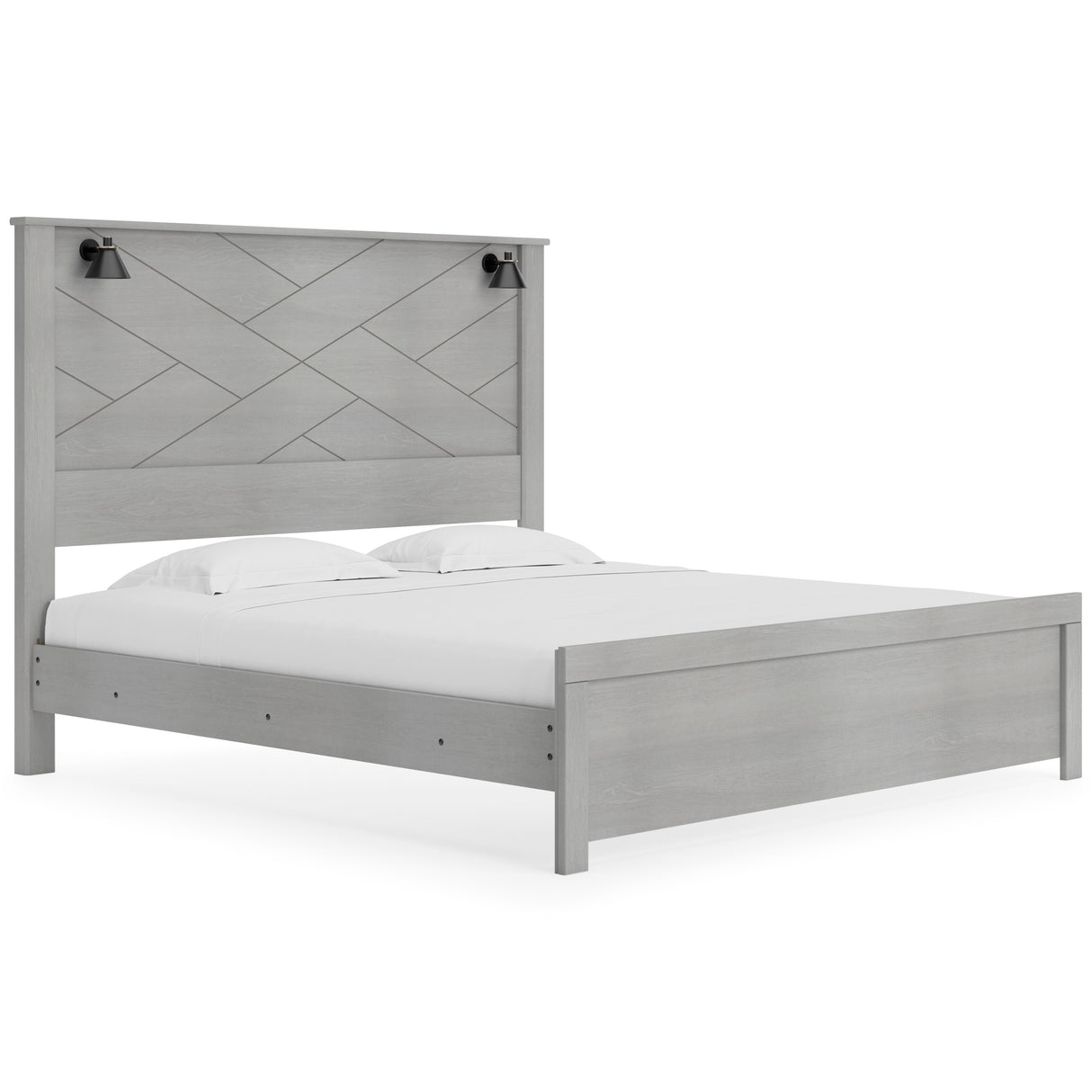 Cottonburg Light Gray/White King Panel Bed