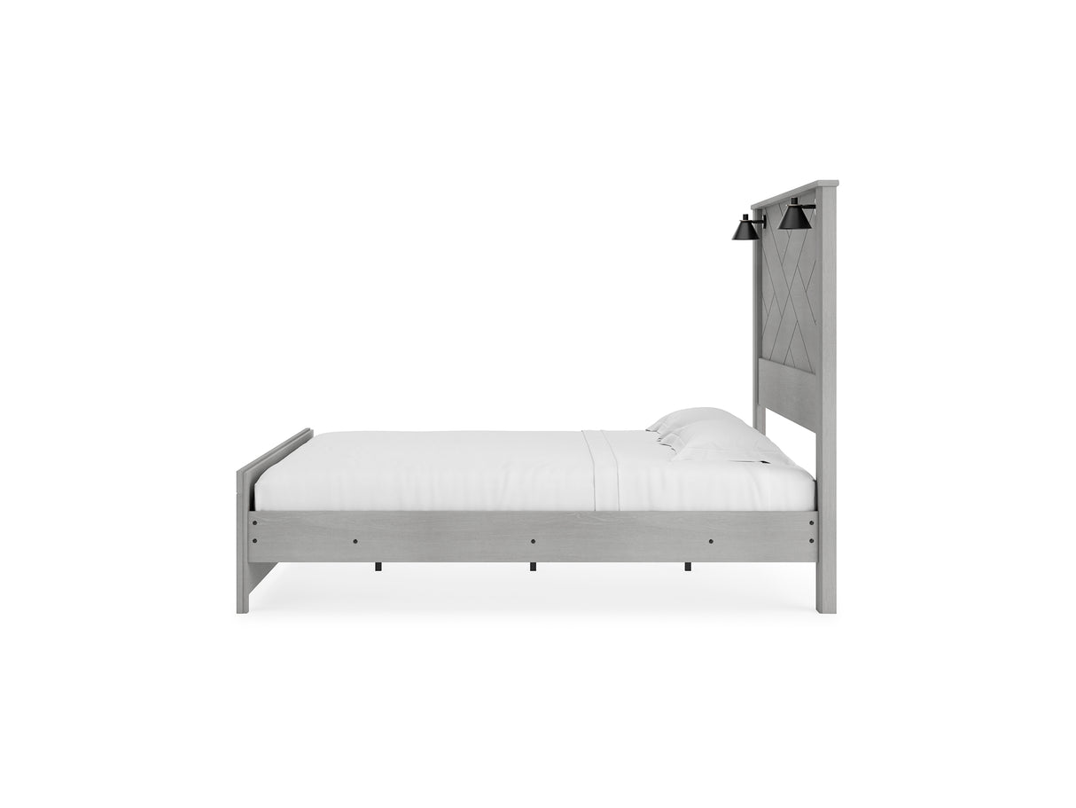 Cottonburg Light Gray/White King Panel Bed