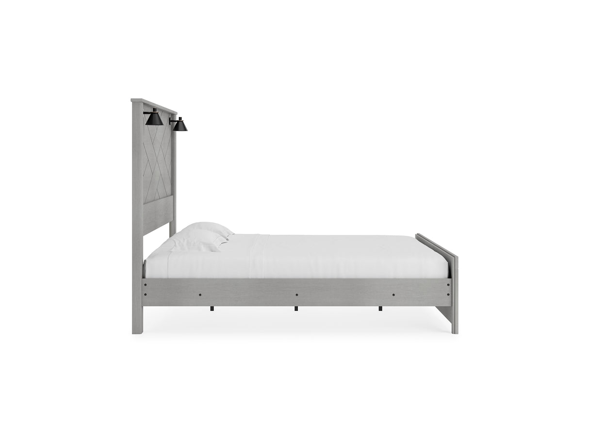 Cottonburg Light Gray/White King Panel Bed