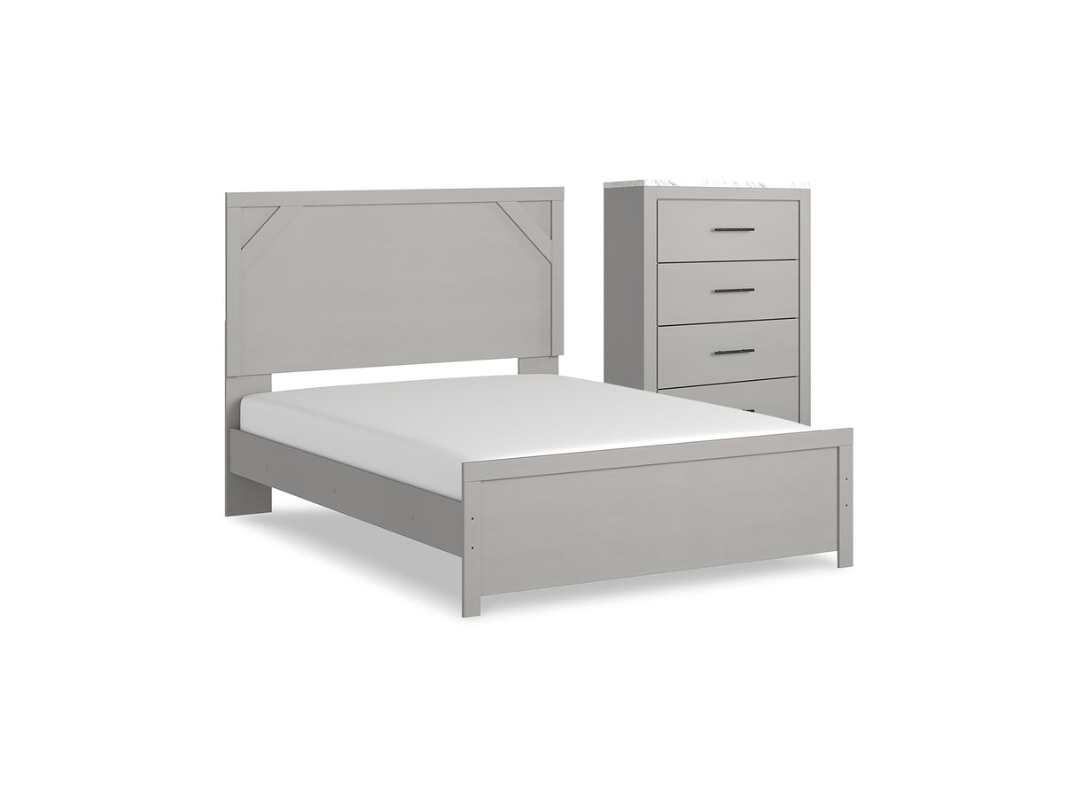 Cottonburg Light Gray/White Queen Panel Bed And Chest