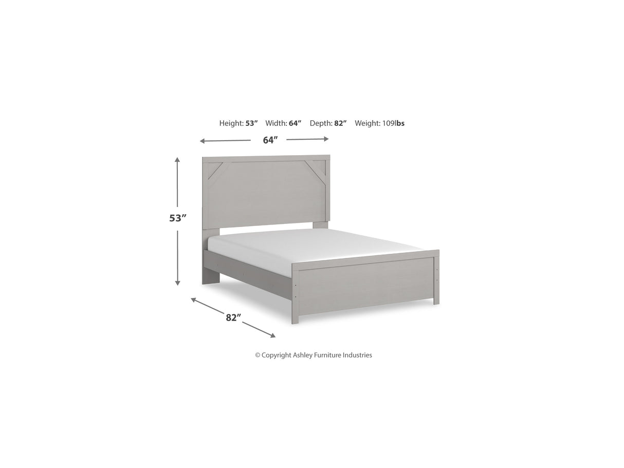 Cottonburg Light Gray/White Queen Panel Bed