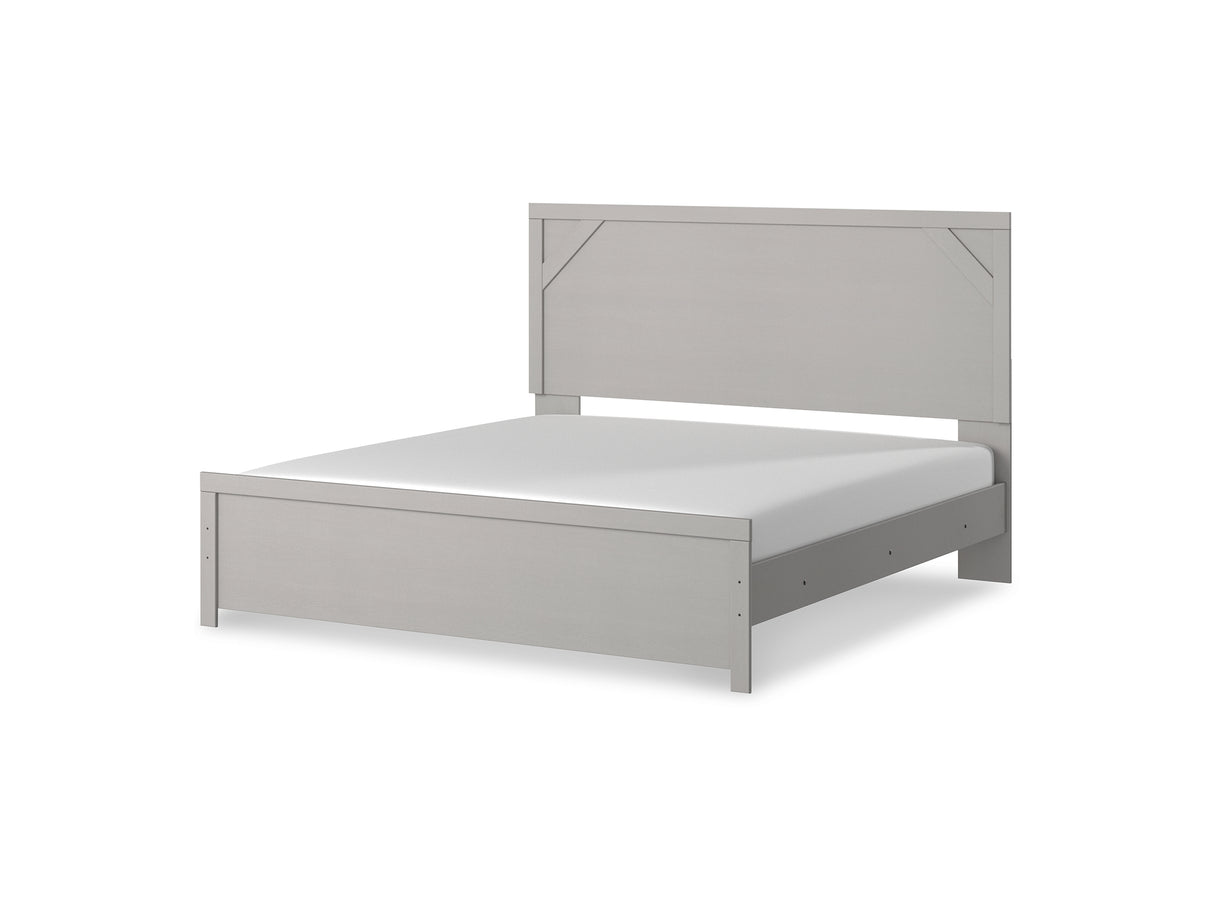 Cottonburg Light Gray/White King Panel Bed