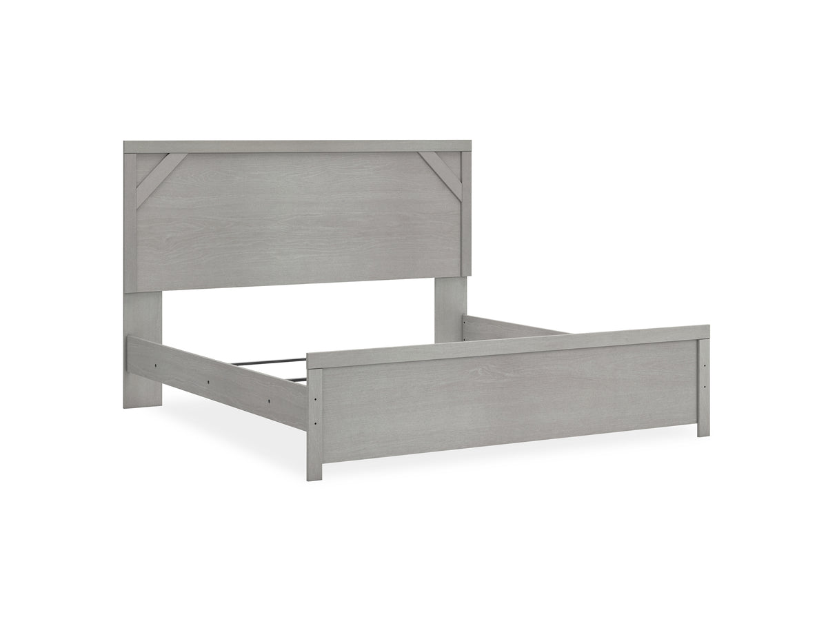 Cottonburg Light Gray/White King Panel Bed
