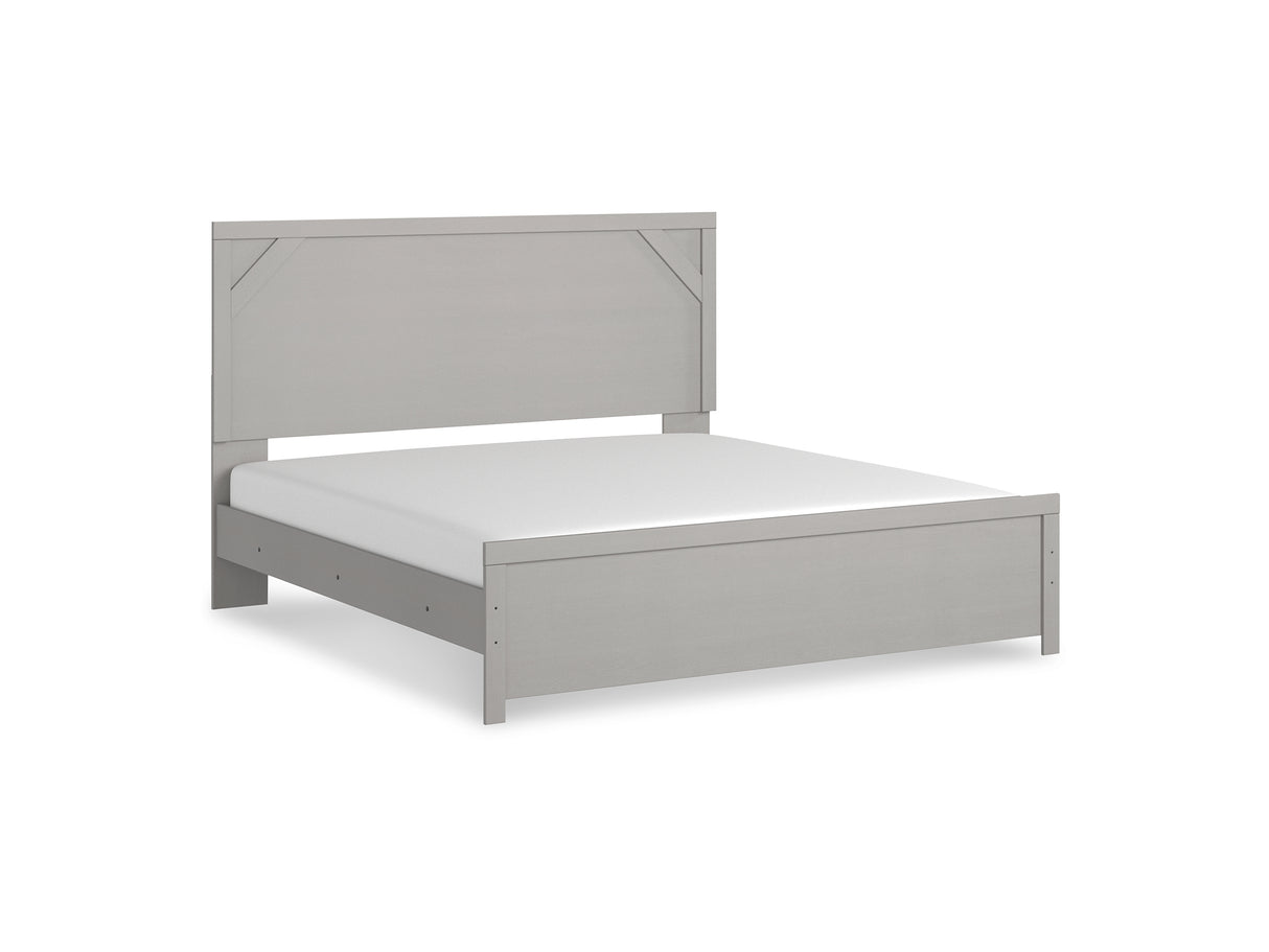 Cottonburg Light Gray/White King Panel Bed