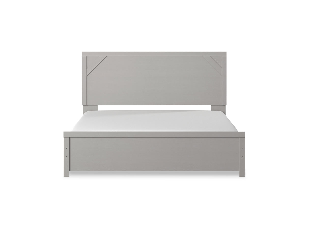 Cottonburg Light Gray/White King Panel Bed