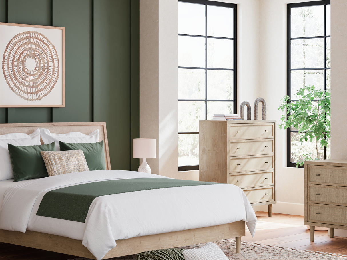 Cielden Two-Tone King Panel Bed, Dresser And Nightstand