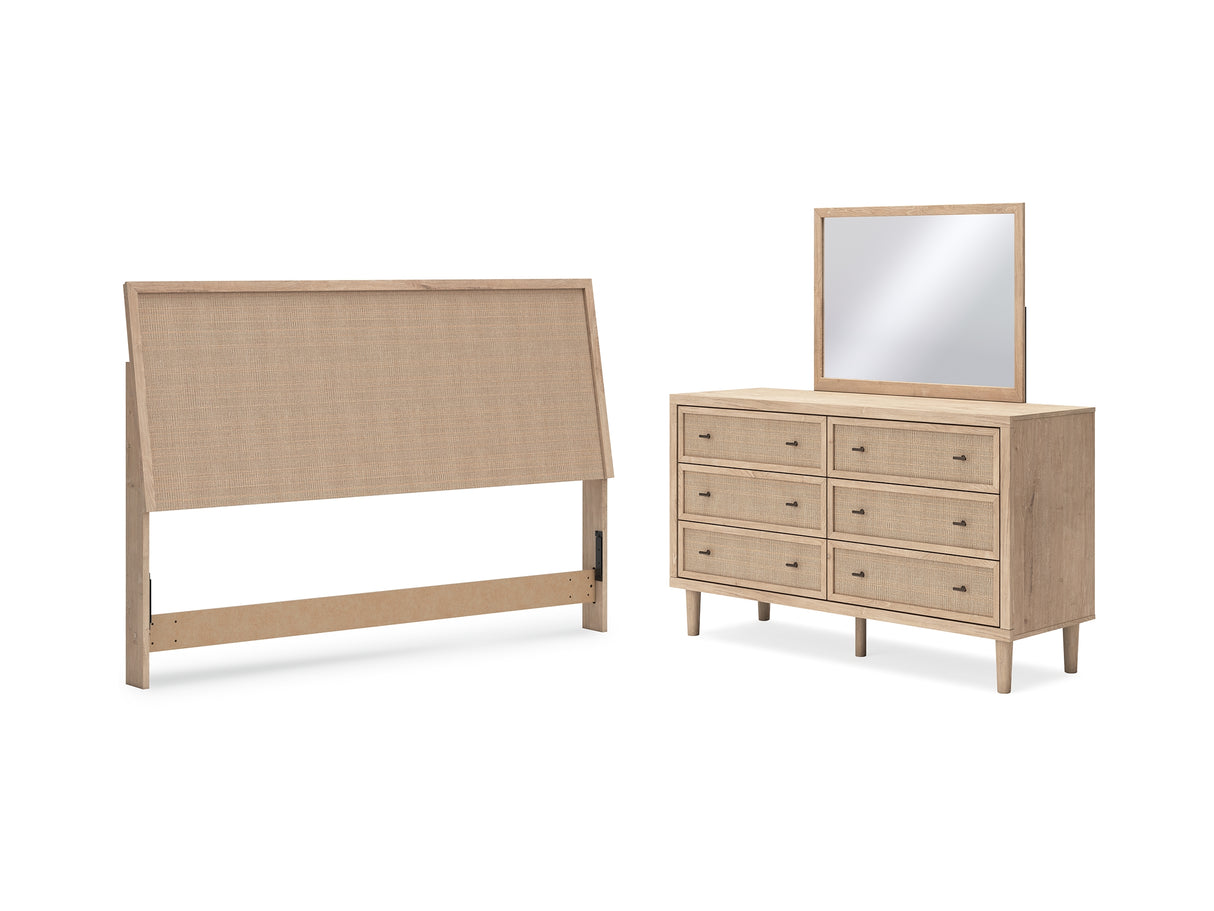 Cielden Two-Tone King Panel Headboard, Dresser And Mirror
