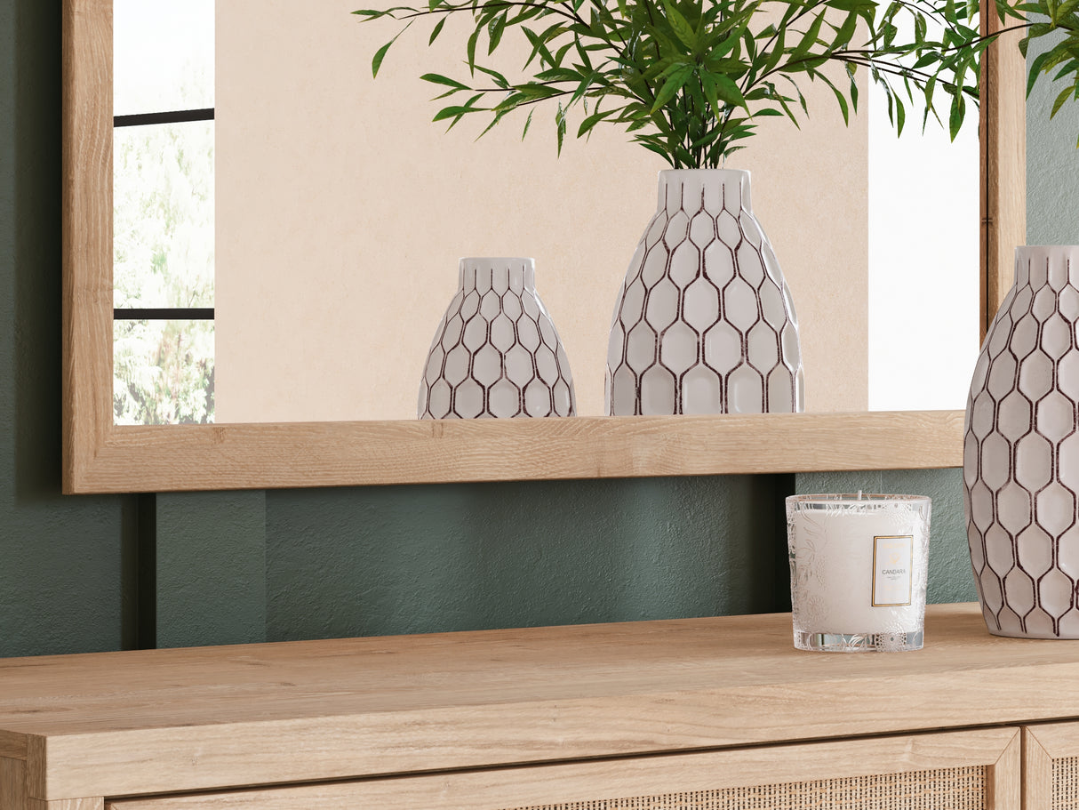 Cielden Two-Tone King Panel Headboard, Dresser And Mirror