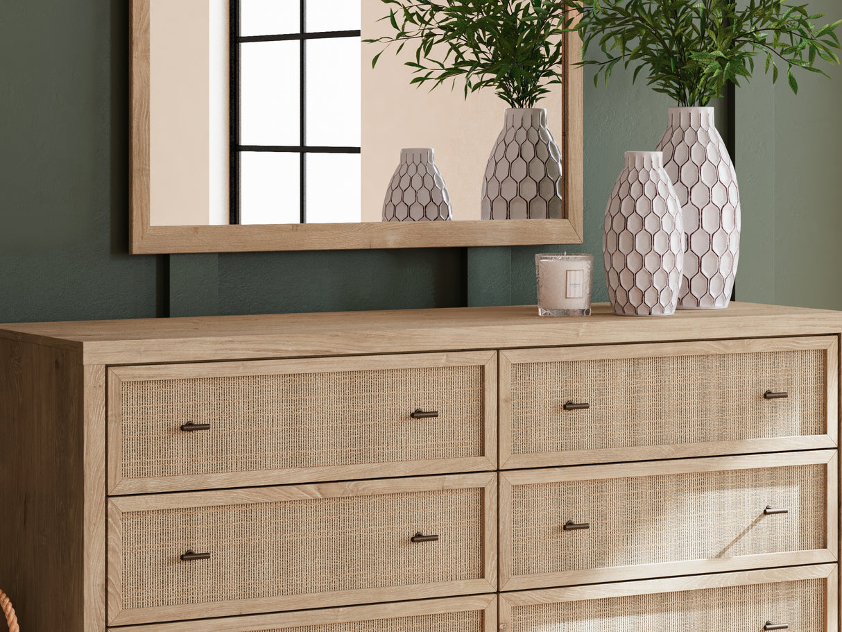 Cielden Two-Tone King Panel Headboard, Dresser And Mirror