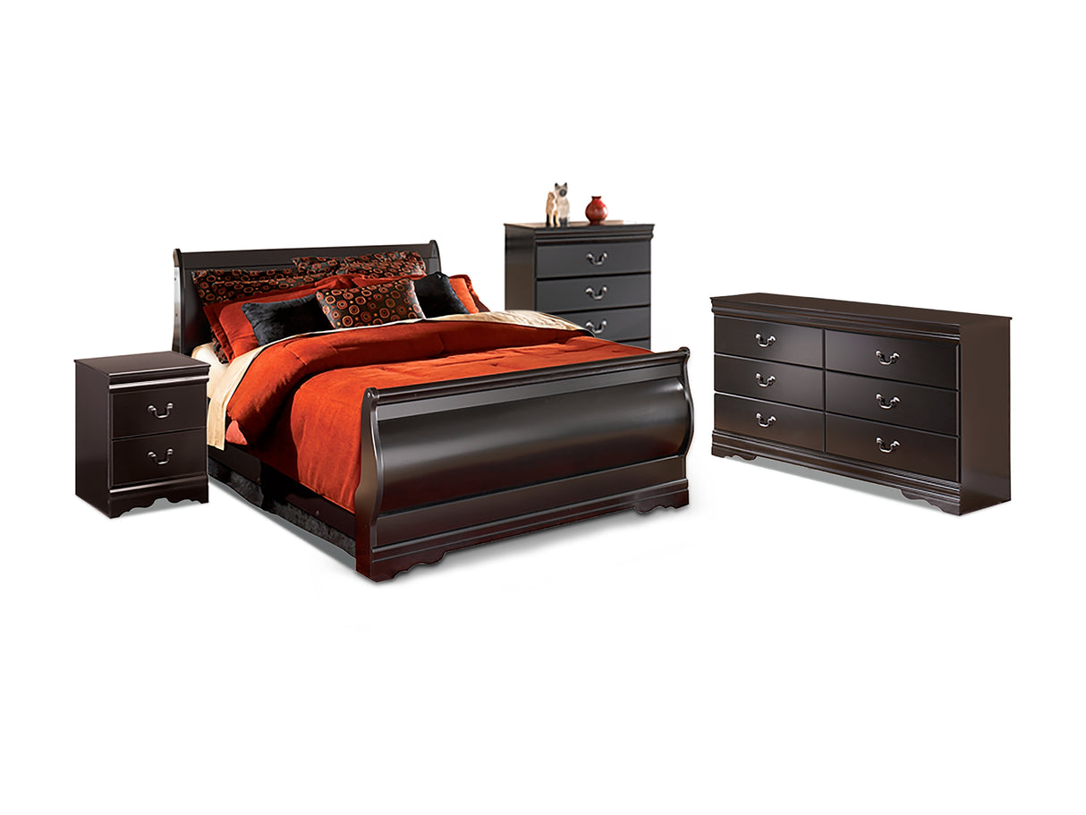 Huey Vineyard Black Queen Sleigh Bed, Dresser, Chest And Nightstand