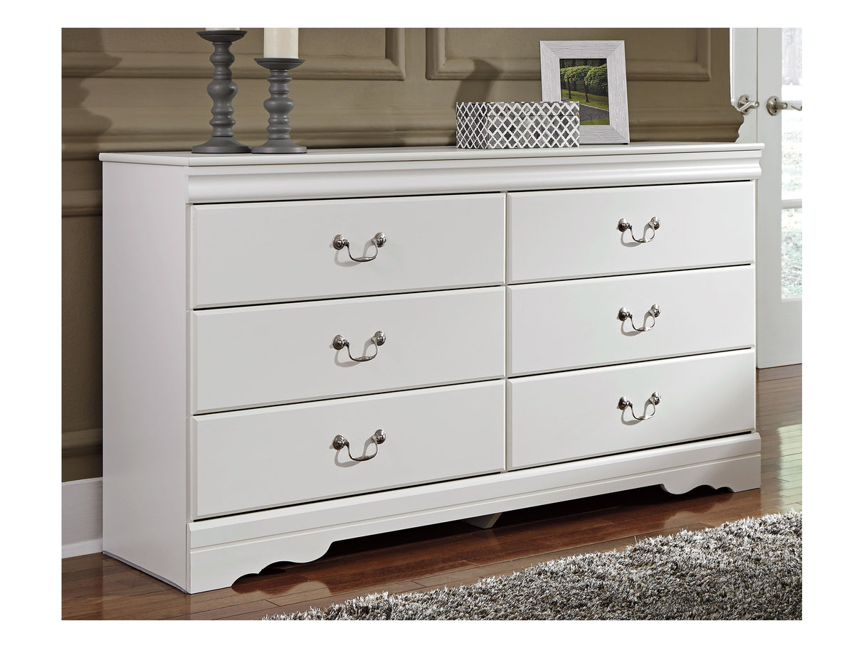 Anarasia White Full Sleigh Bed, Dresser And Nightstand