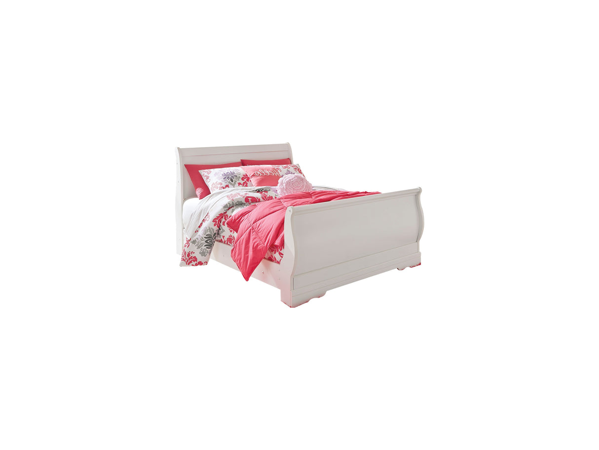 Anarasia White Full Sleigh Bed With Dresser, Mirror And Nightstand
