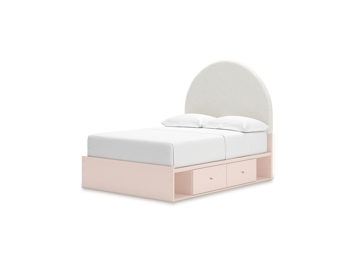 Wistenpine Blush Full Upholstered Panel Bed With Storage