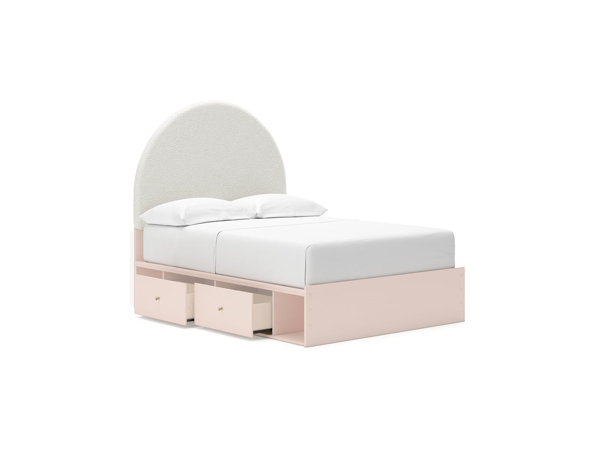 Wistenpine Blush Full Upholstered Panel Bed With Storage