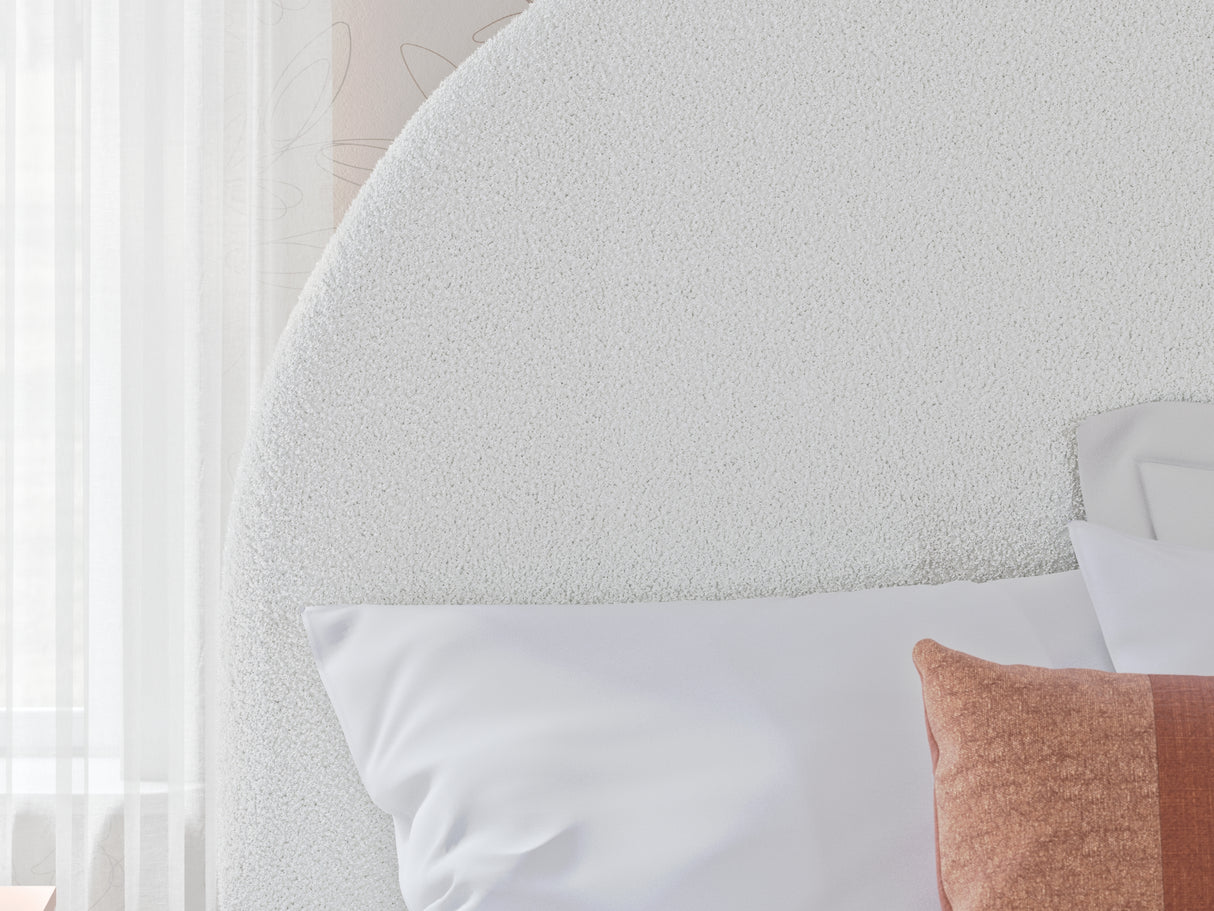 Wistenpine Blush Full Upholstered Panel Bed, Dresser And Mirror