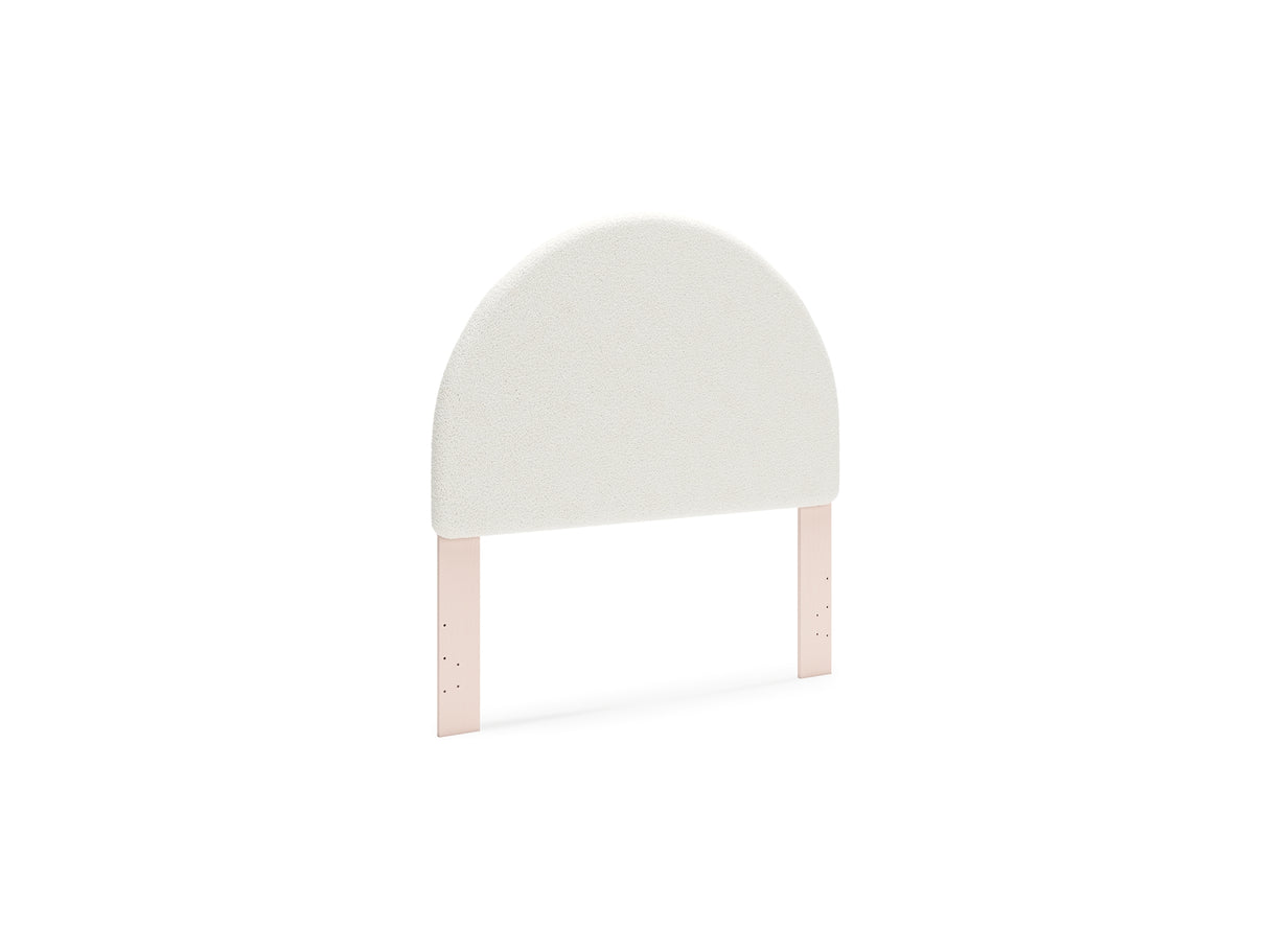 Wistenpine Blush Full Upholstered Panel Headboard, Dresser And Mirror
